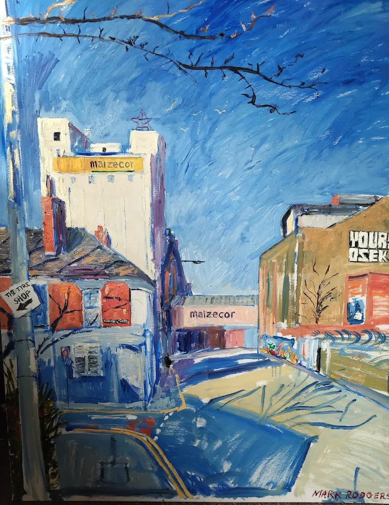 Painting of the Maizecor building on Wincolmlee, Hull by artist Mark Rodgers
